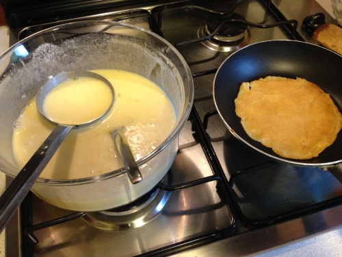 Pancakes in cottura.
